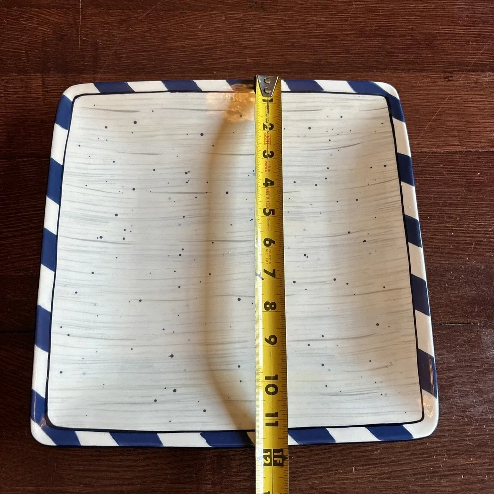 Certified International Jennifer Brinley Nautical Square Platter Blue‎ White 11
